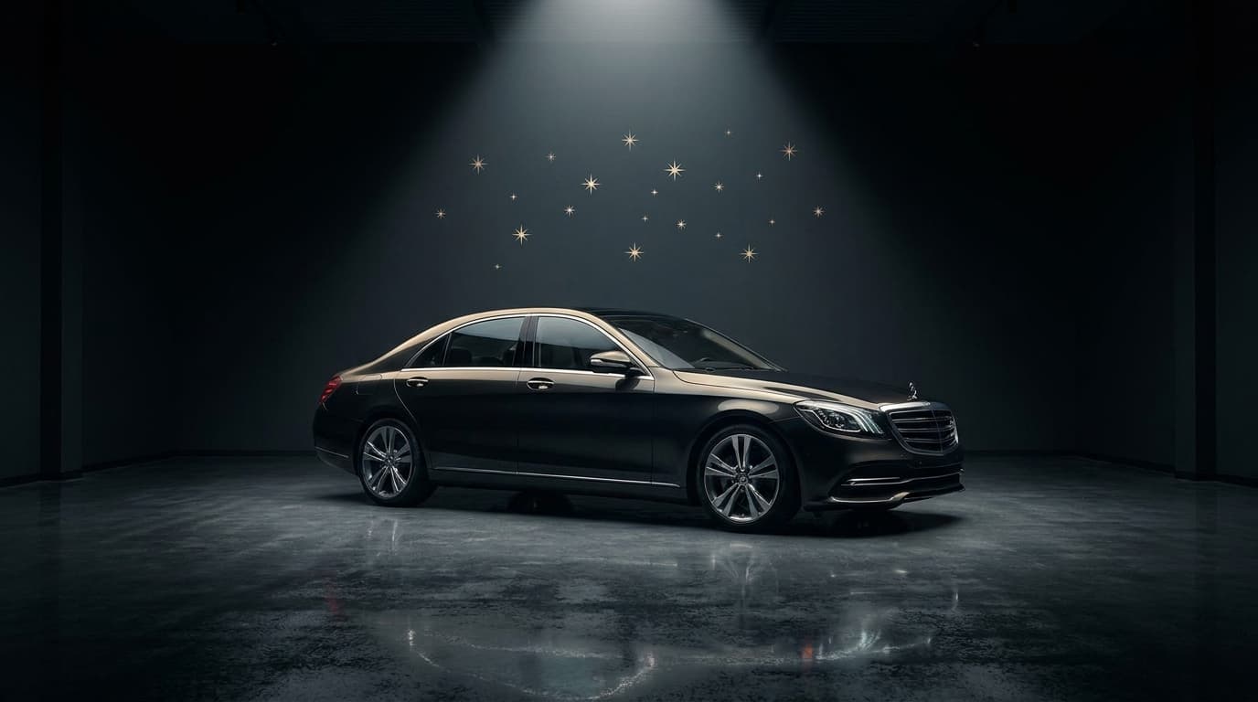 Premium-Fahrzeug im Lichtkegel des Sternenfeld Showrooms